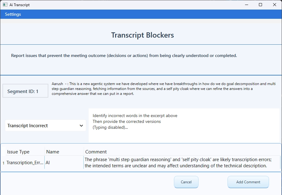 Transcript Blocker review in  Dual Evidence Verification™